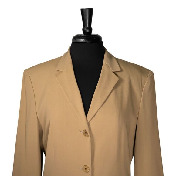 Ralph Lauren Women's Blazer Beige Wool Blend Stretch Work Career Suit Jacket 12 - Picture 5 of 10